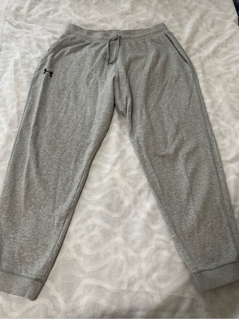 Under Armour Men’s Light Gray Fleece Jogger Sweatpants - Picture 3 of 7